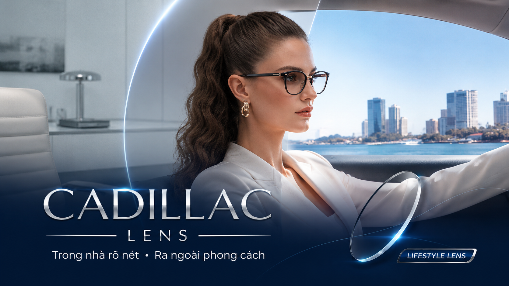 Kính mắt thời trang Cadillac Lens cho nữ doanh nhân, tầm nhìn rõ nét trong nhà và ngoài trời